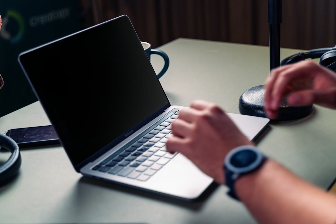 person using laptop for research